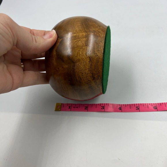 Vintage Handmade Calabsah Bowl Salt Dish Serving Wooden 5 Inch MCM Oil Rubbed - Picture 5 of 9